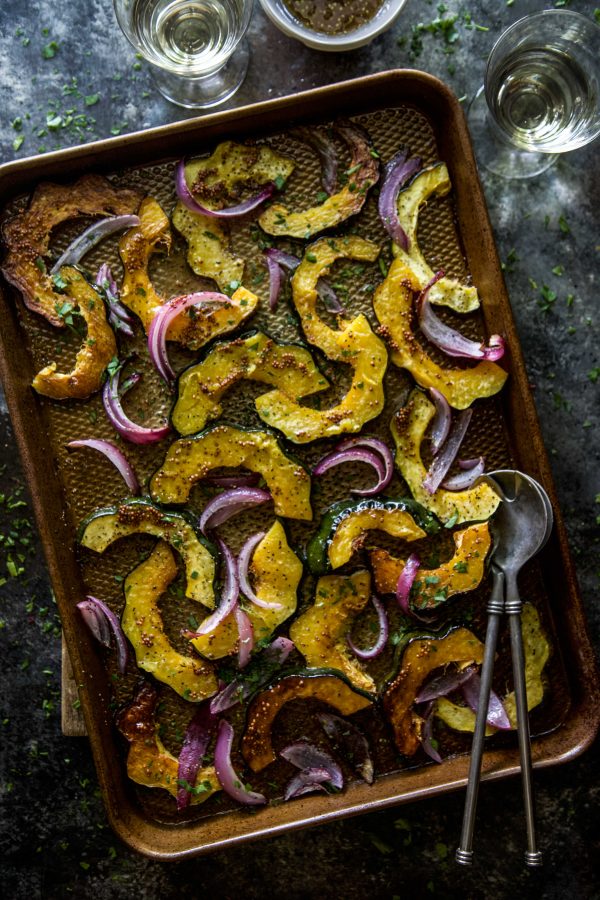 Sheet Pan Roasted Squash with Cider Vinaigrette