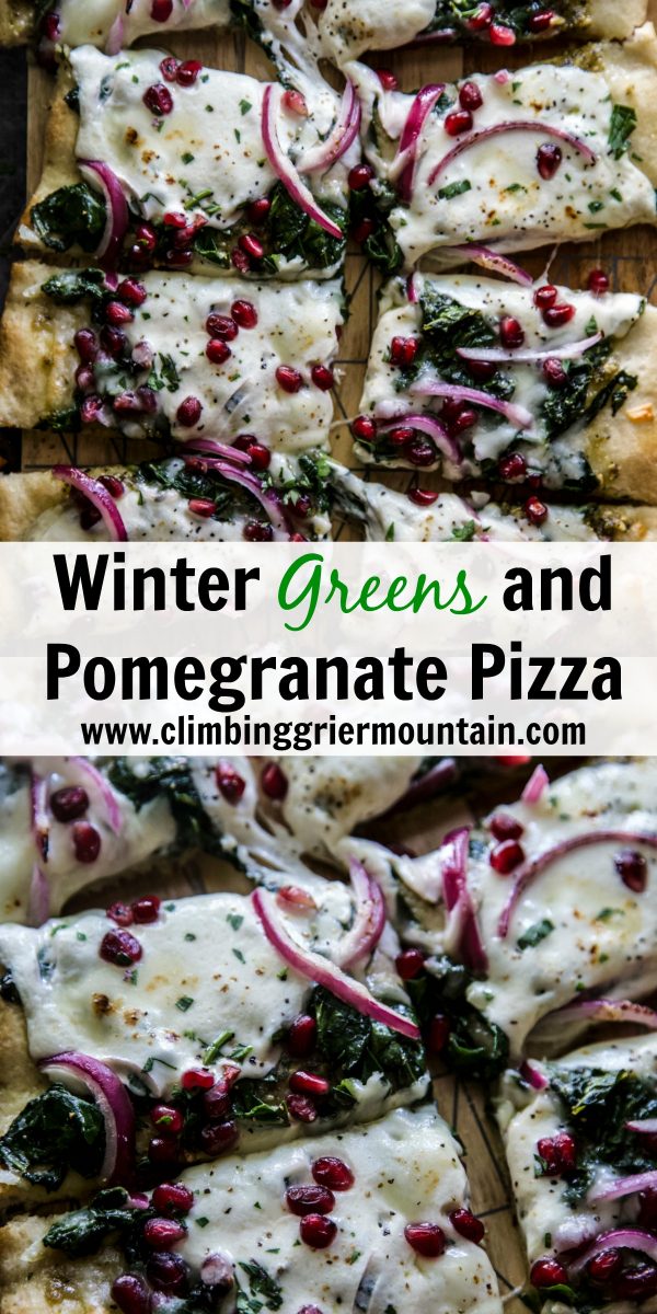 Winter Greens and Pomegranate Pizza