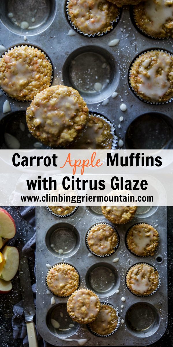 Carrot Apple Muffins with Citrus Glaze