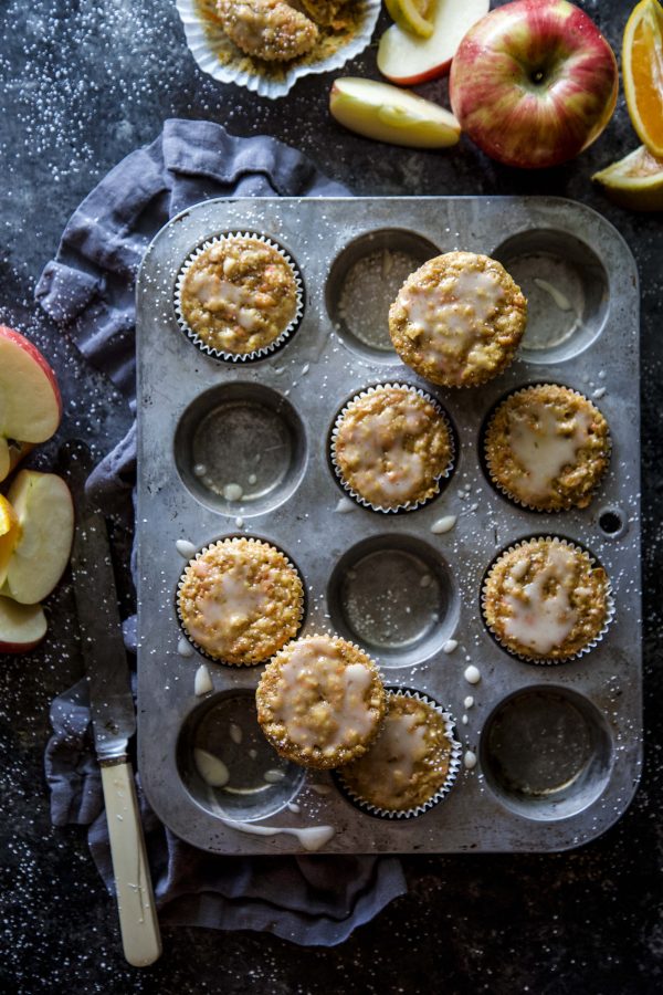 Carrot Apple Muffins with Citrus Glaze