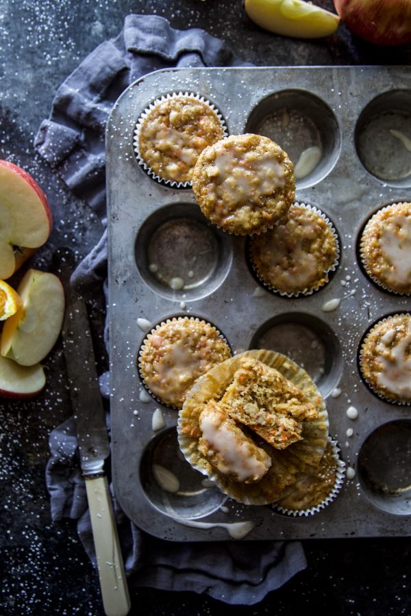 Carrot Apple Muffins with Citrus Glaze