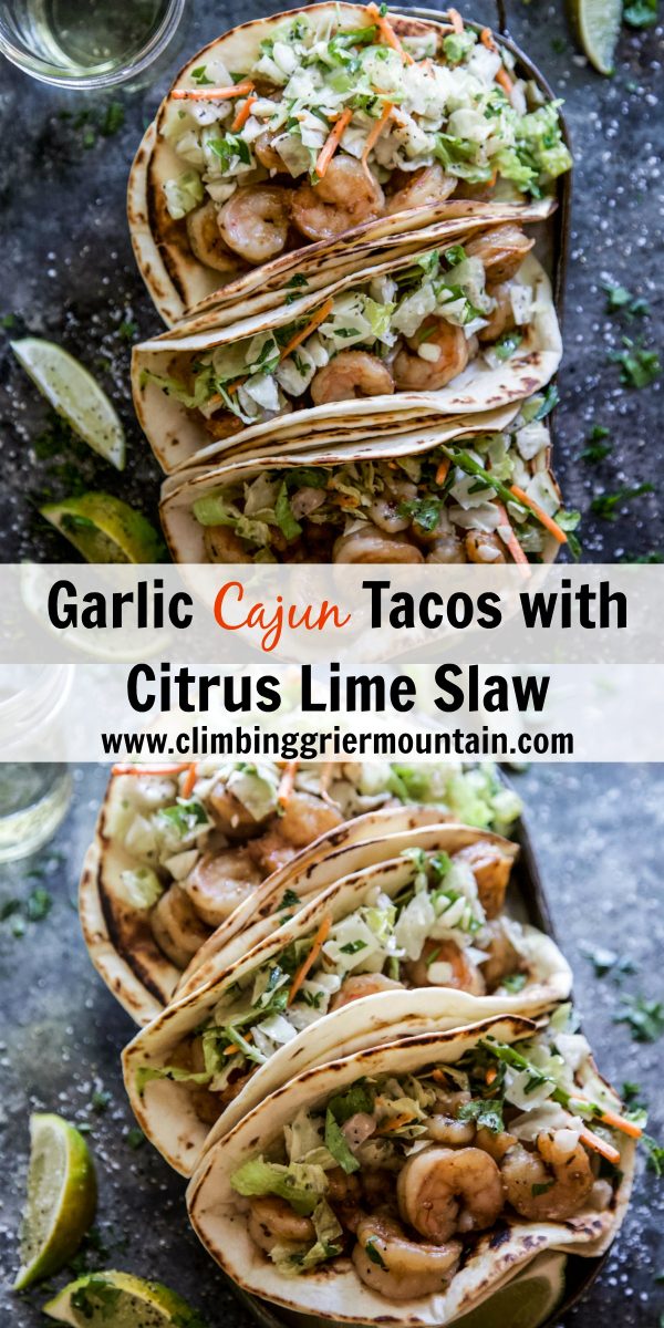Garlic Cajun Tacos with Citrus Lime Slaw