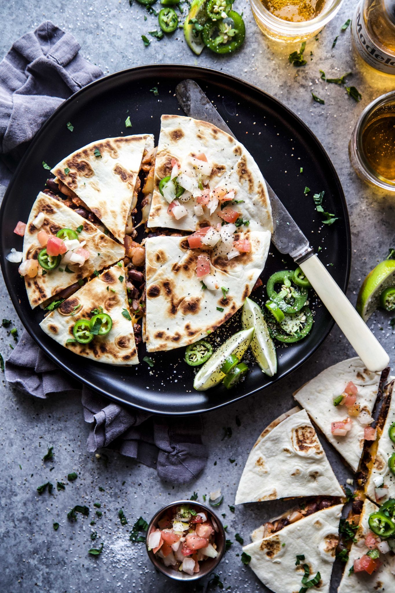 Al Pastor Three Bean Quesadilla