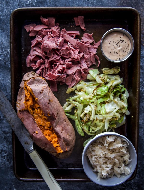 Corned Beef Stuffed Sweet Potatoes