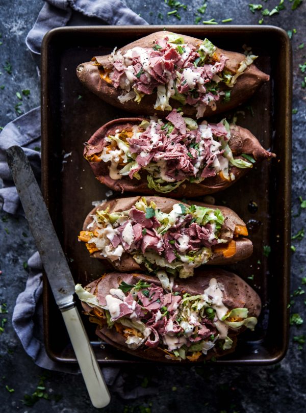 Corned Beef Stuffed Sweet Potatoes