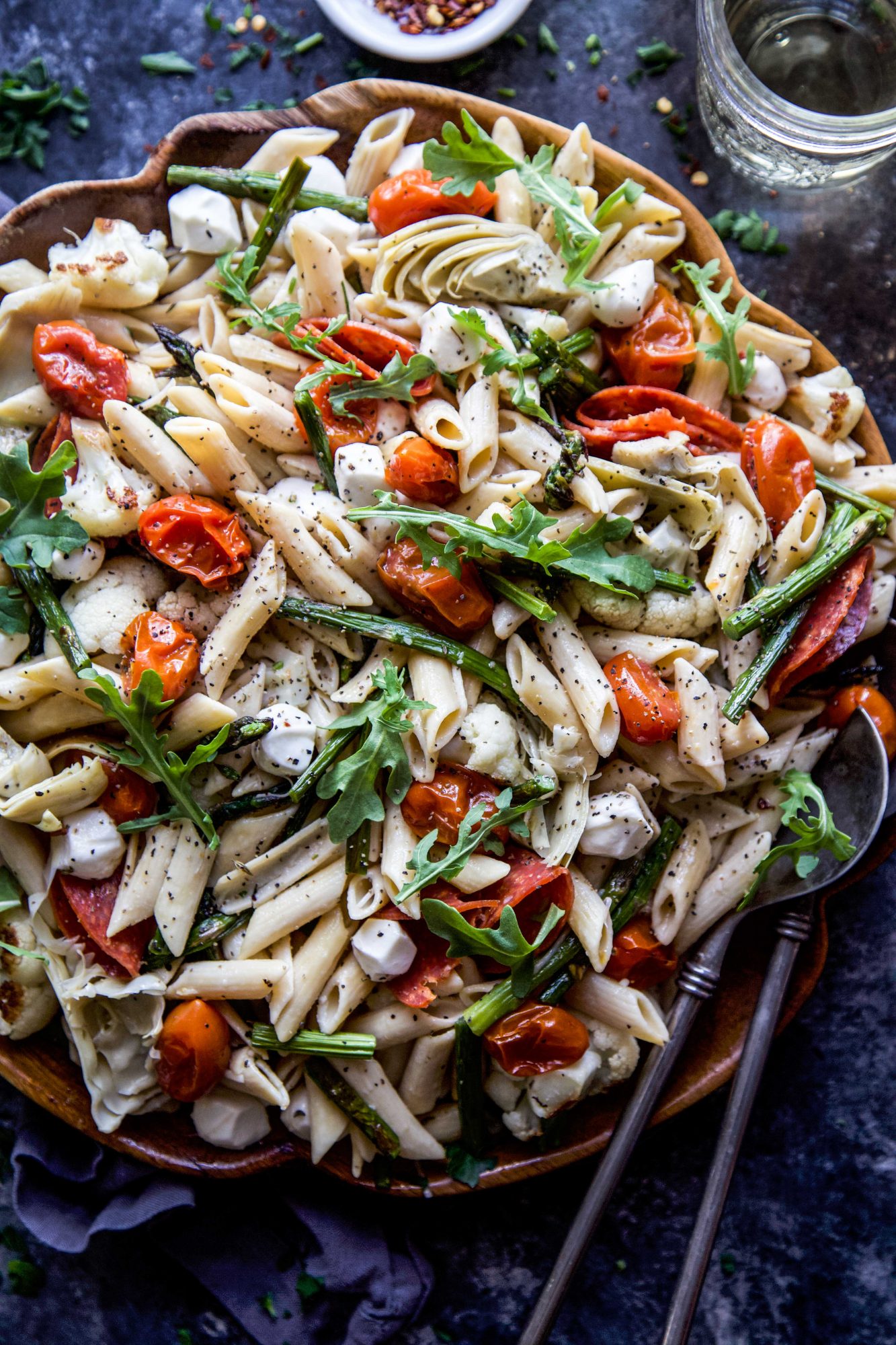Spring Chickpea Pasta with Roasted Vegetables - The Curious Plate