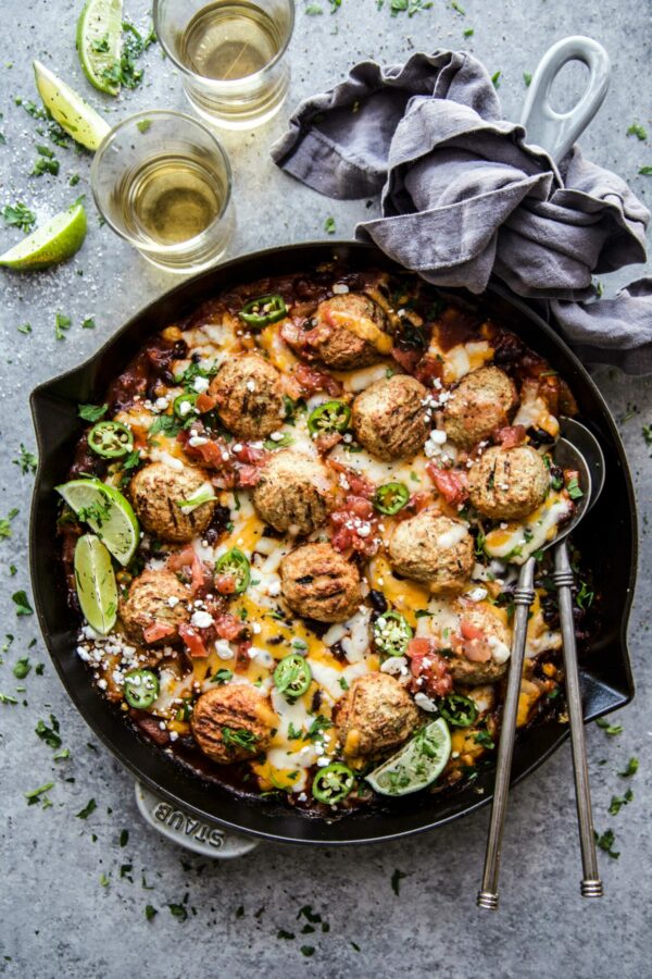 Enchilada Turkey Meatball Skillet