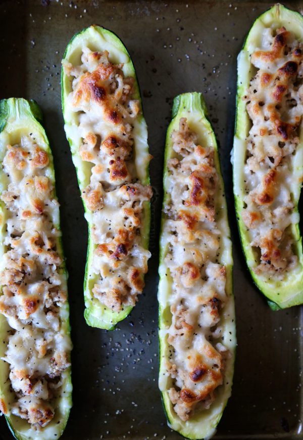 Tuscan Chickpea Stuffed Zucchini Boats