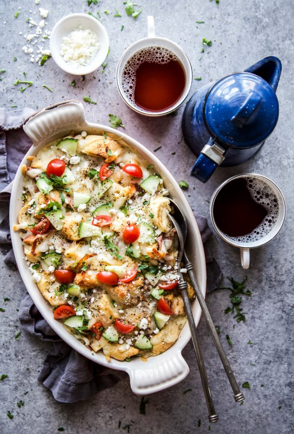 Greek Croissant Egg Casserole