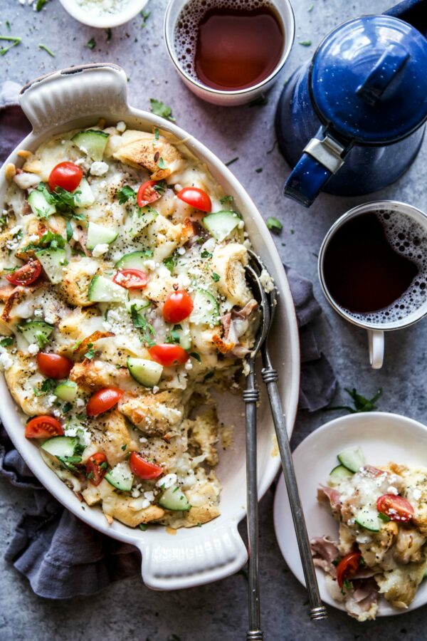 Greek Croissant Egg Casserole