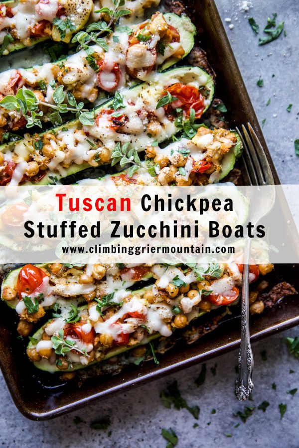 Tuscan Chickpea Stuffed Zucchini Boats