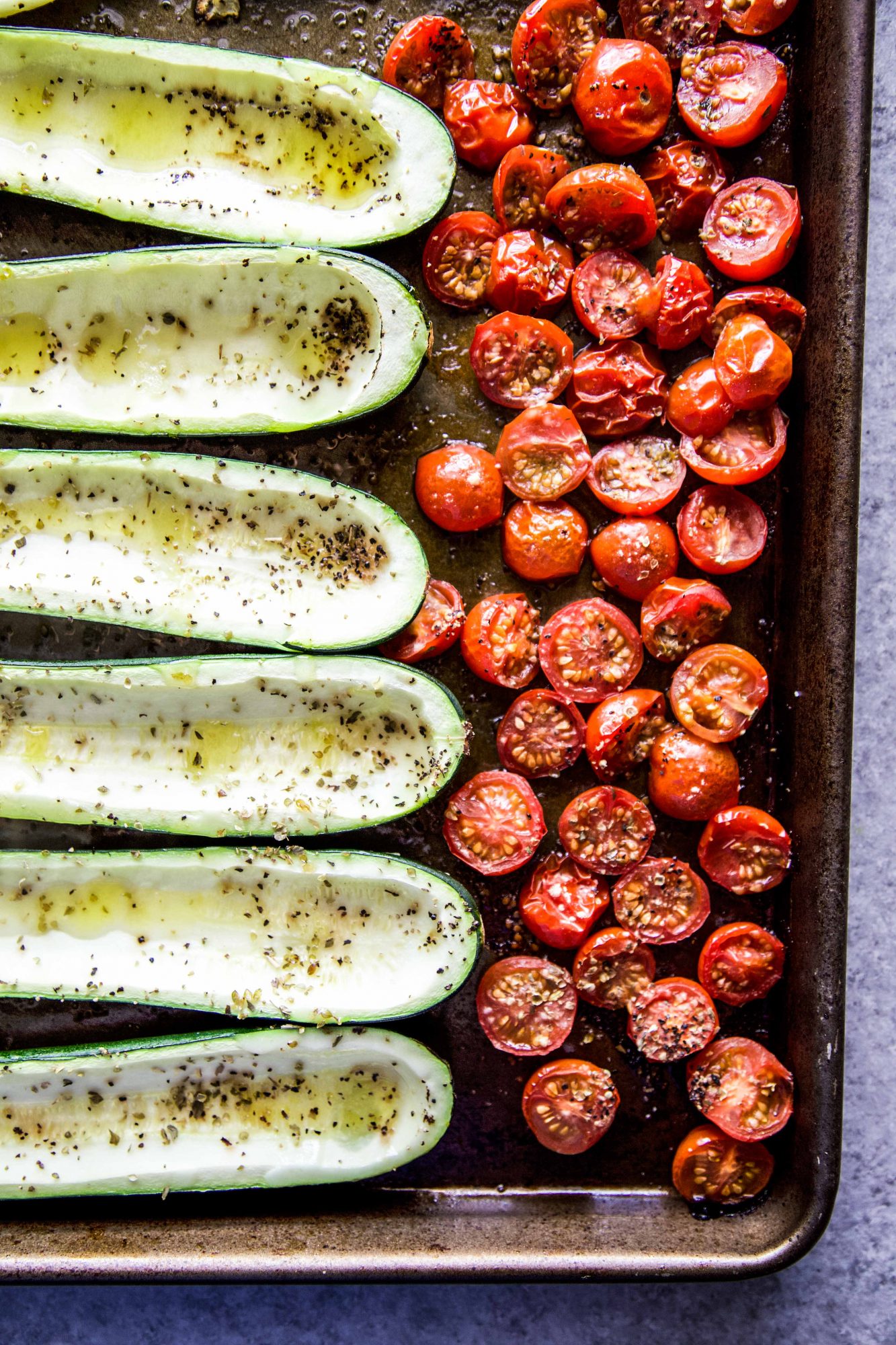 Tuscan Chickpea Stuffed Zucchini Boats