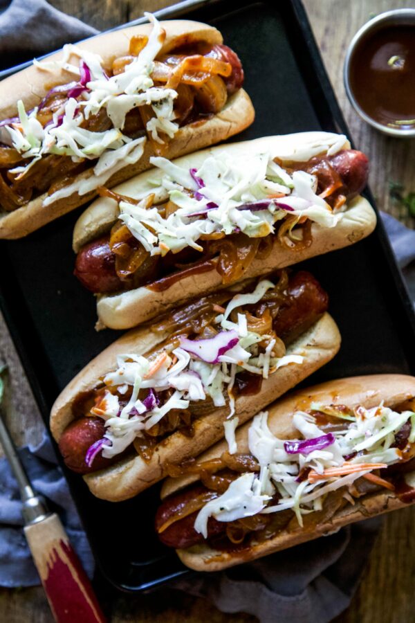 Loaded Barbecue Bison Hot Dogs