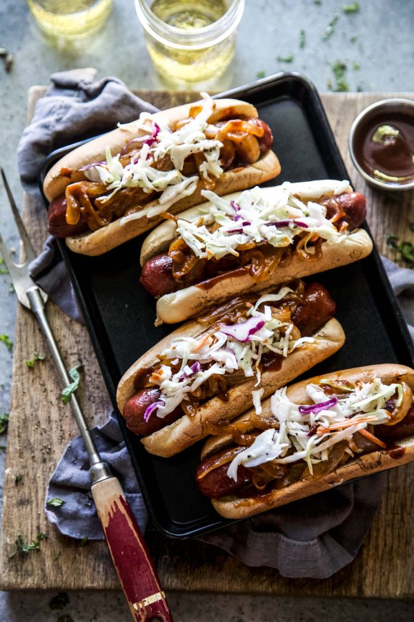 Loaded Barbecue Bison Hot Dogs