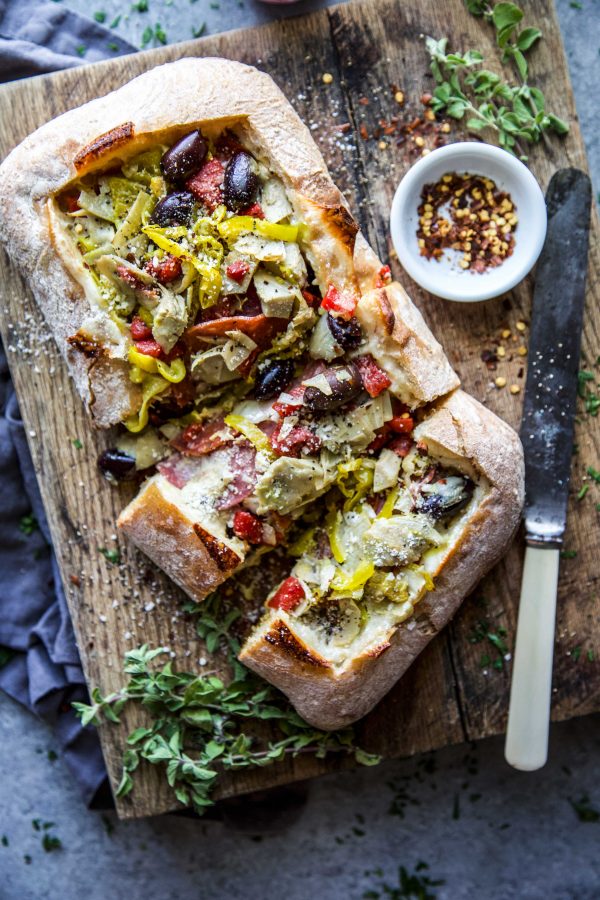 Layered Antipasto Cheese Bread