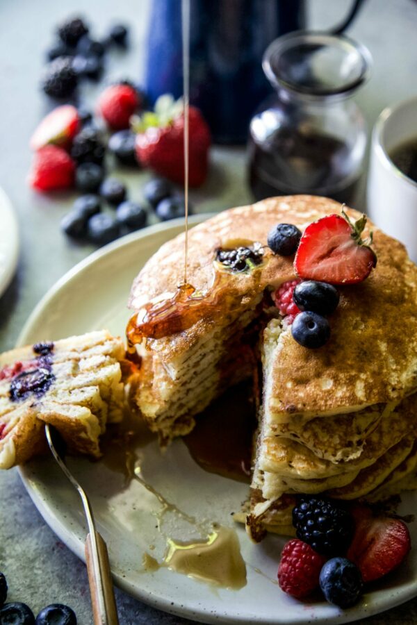 Mixed Berry Almond Pancakes