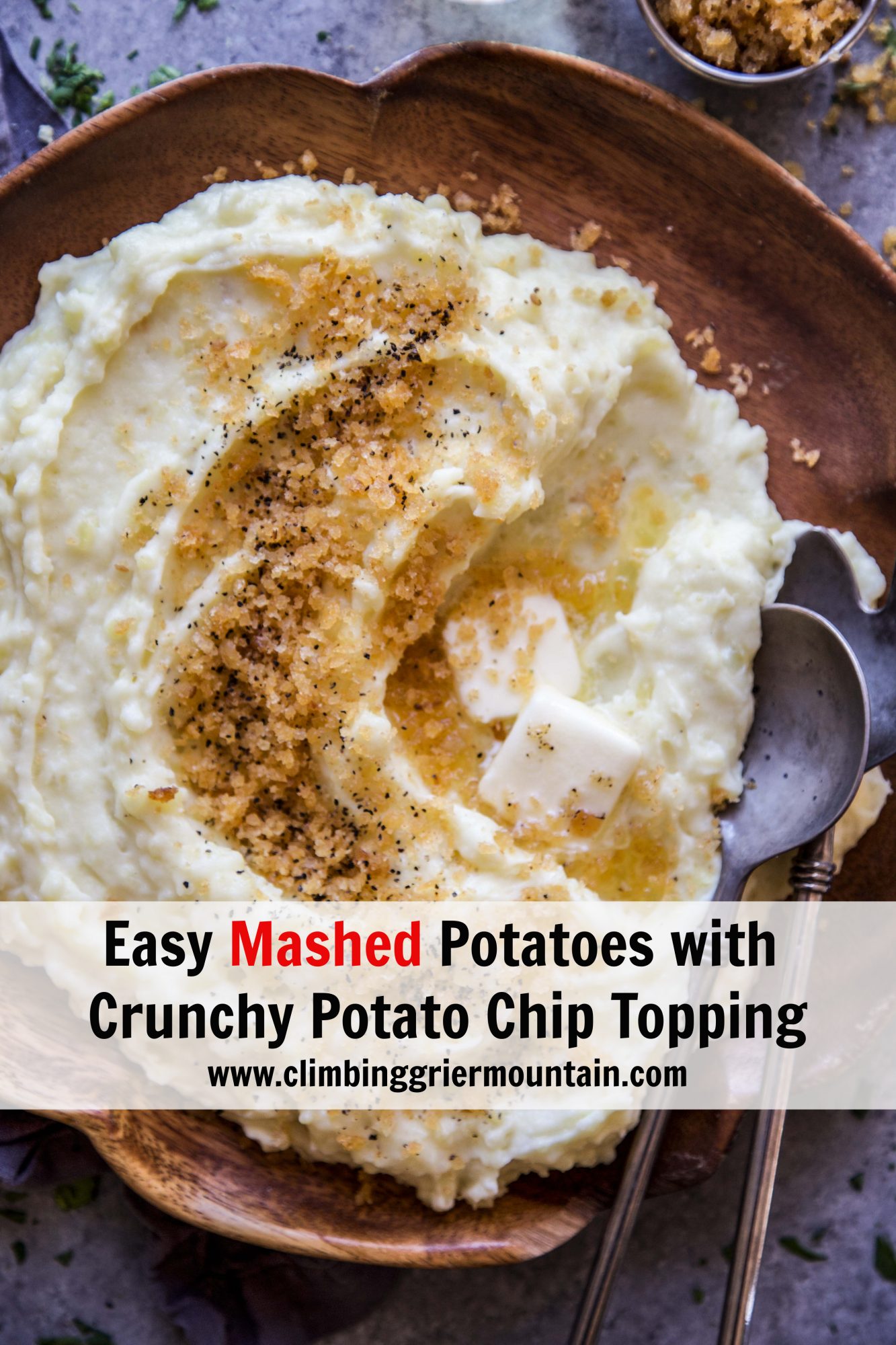 Easy Mashed Potatoes with Crunchy Potato Chip Topping - The Curious Plate