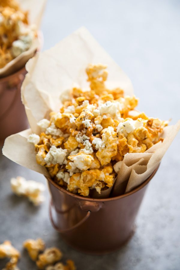 Buffalo Wing Popcorn on a table