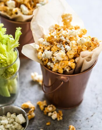 Buffalo Wing Popcorn on a table