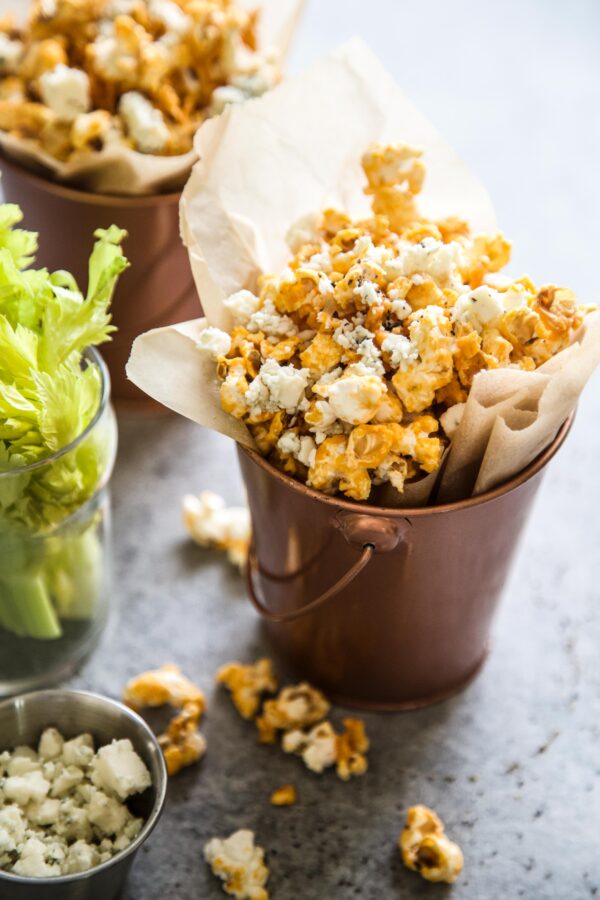 Buffalo Wing Popcorn on a table