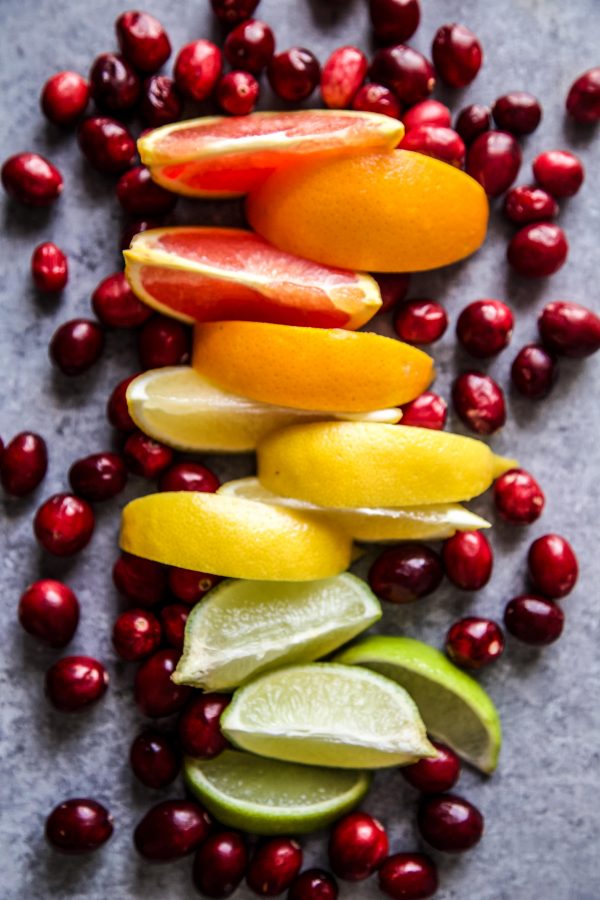 fruit slices on a board