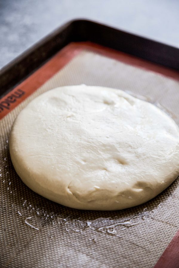 pizza dough on a plate