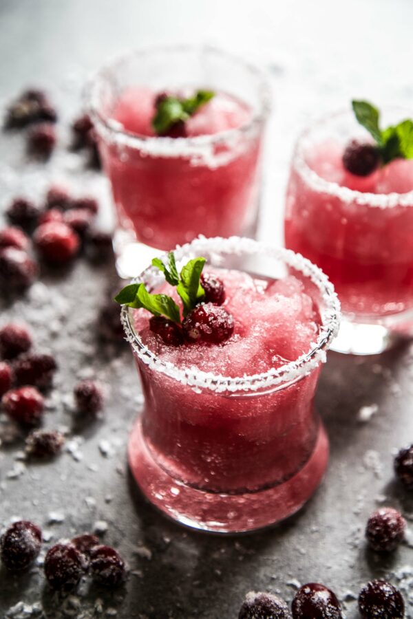 cranberry margarita on a board
Easy Mistletoe Margaritas