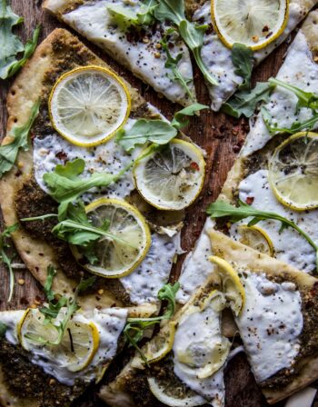 meyer lemon and arugula pizza