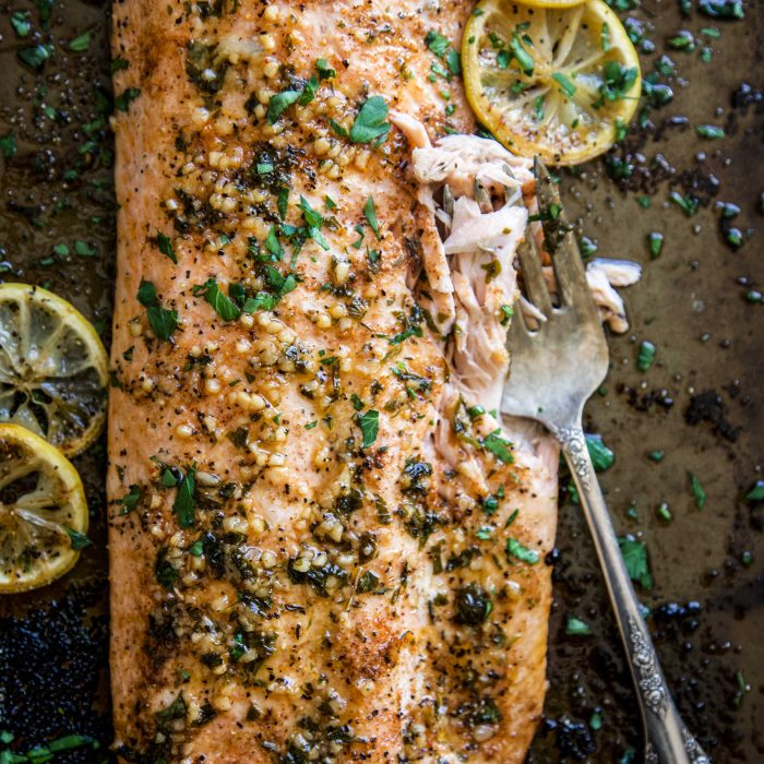 Baked Cajun Salmon with Parmesan Garlic Sauce - The Curious Plate