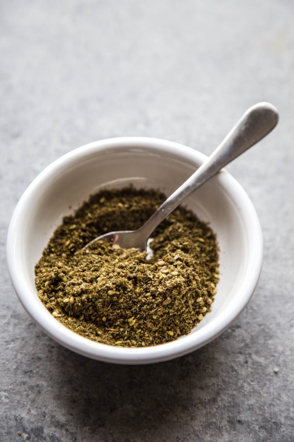 za'atar seasoning in a mixing bowl