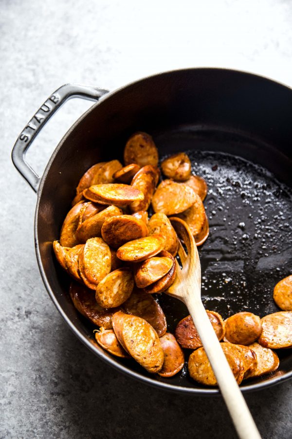 chorizo in a skillet