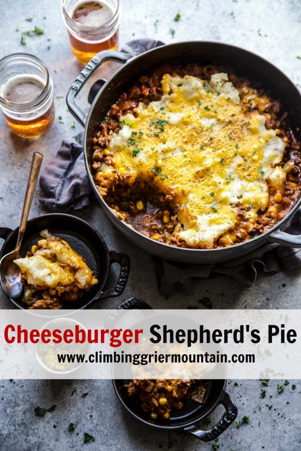 cheeseburger shepherd's pie in a skillet