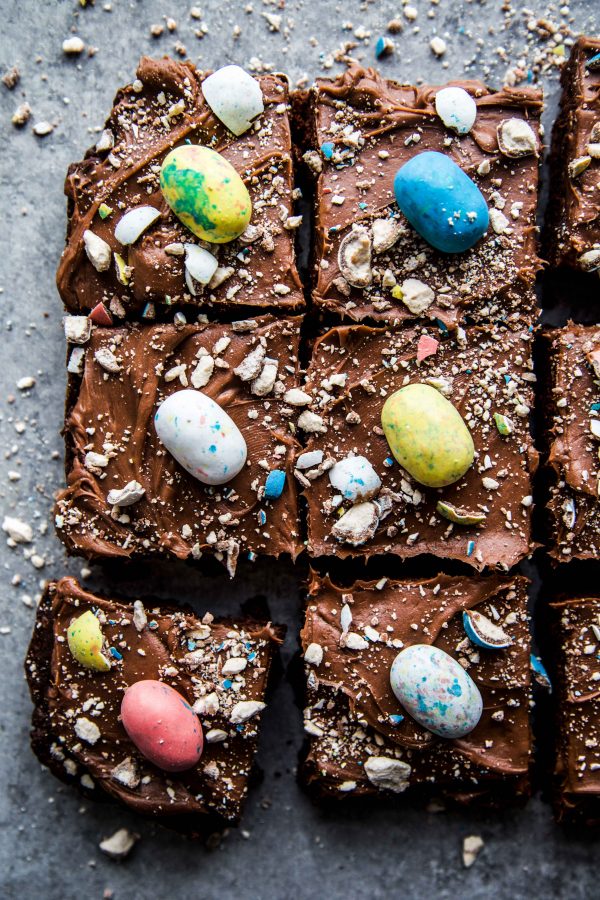 chocolate easter brownies with chocolate cream cheese frosting