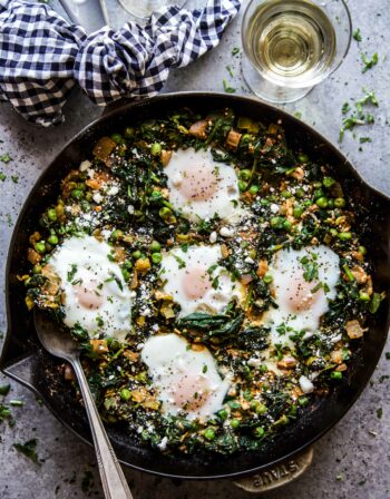 Feta, Spinach, & Pea Shakshuka