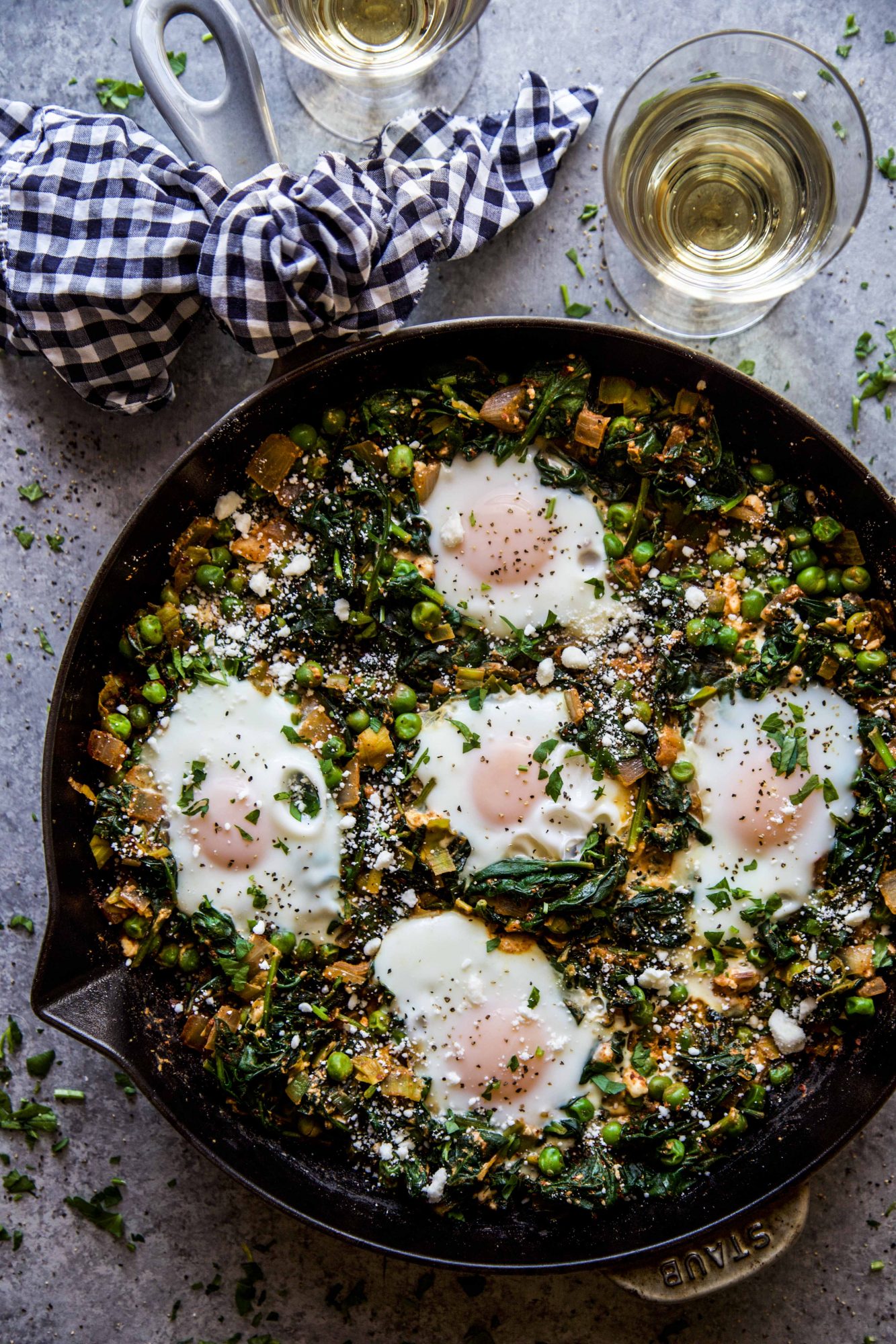 Feta, Spinach, & Pea Shakshuka