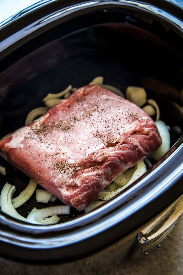 boneless pork shoulder roast in a slow cooker