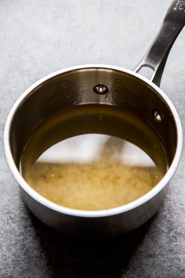 simple syrup in a saucepan