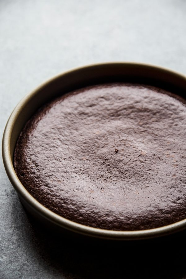 chocolate cake in a pan