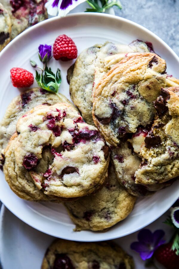 Dark Chocolate Raspberry Drop Cookies