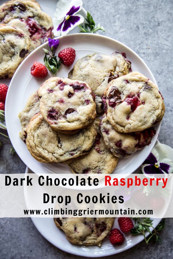 Dark Chocolate Raspberry Drop Cookies www.climbinggriermountain.com.