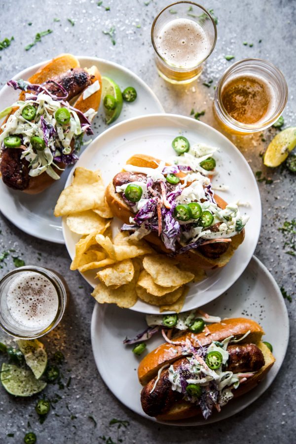 Tex-Mex Smoked Brats with Cilantro Slaw www.climbinggriermountain.com