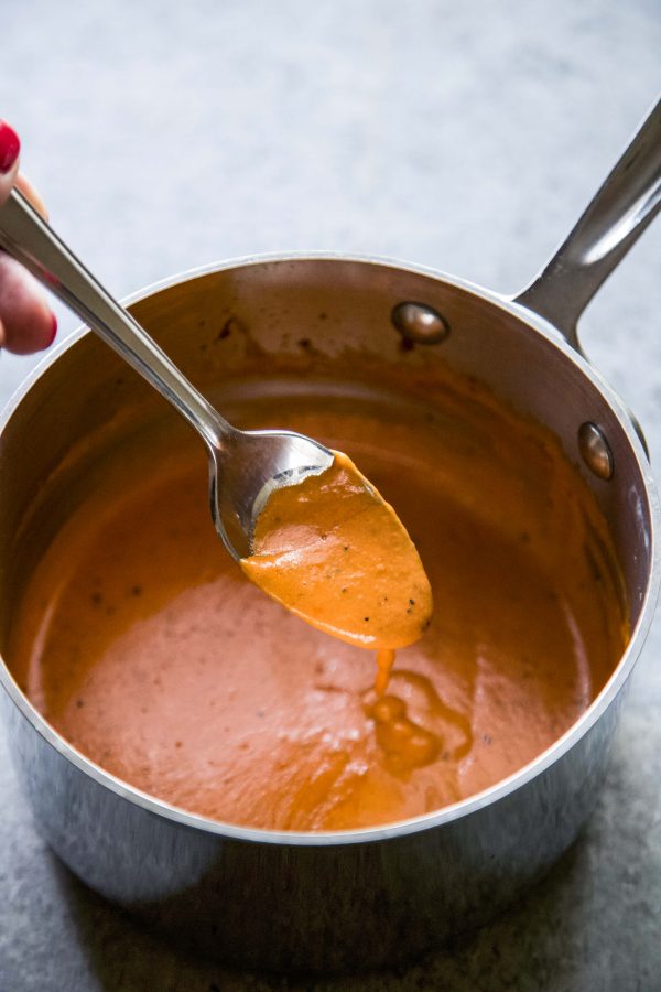 tuscan butter sauce in a saucepan