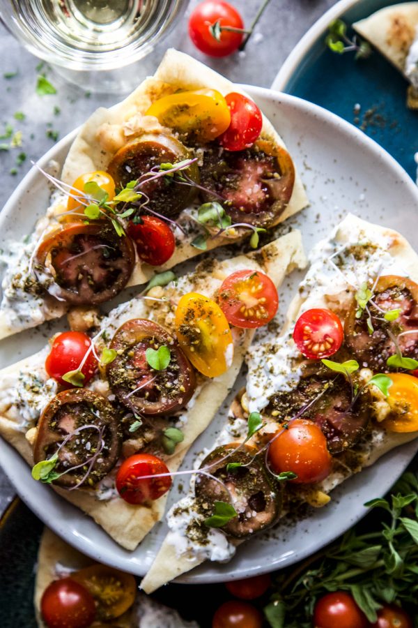 Za'atar Spiced Tomatoes & Chickpea Flatbread www.climbinggriermountain.com