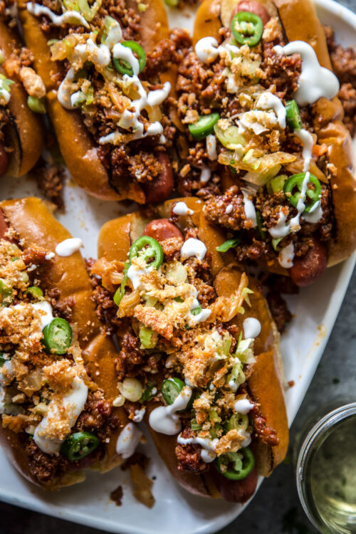 Loaded Chorizo & Kimchi Hot Dogs - The Curious Plate