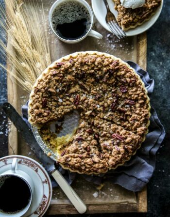 Salted Bourbon Pumpkin Pie with Pecan Stresuel