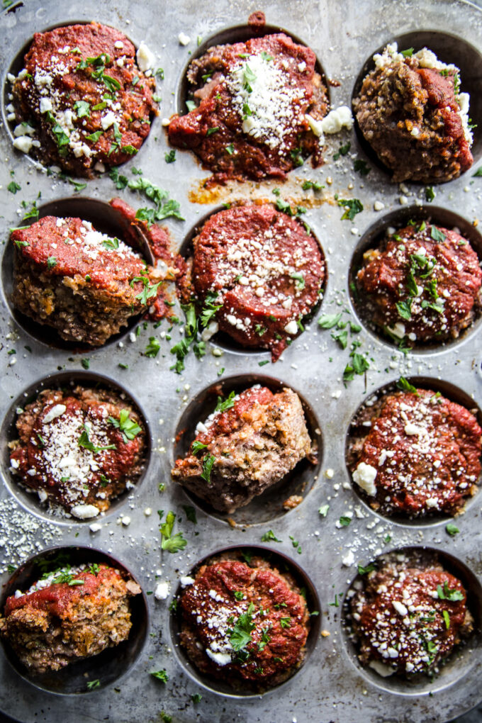 Spiced Beef Meatloaf Muffins with Feta www.thecuriousplate.com 