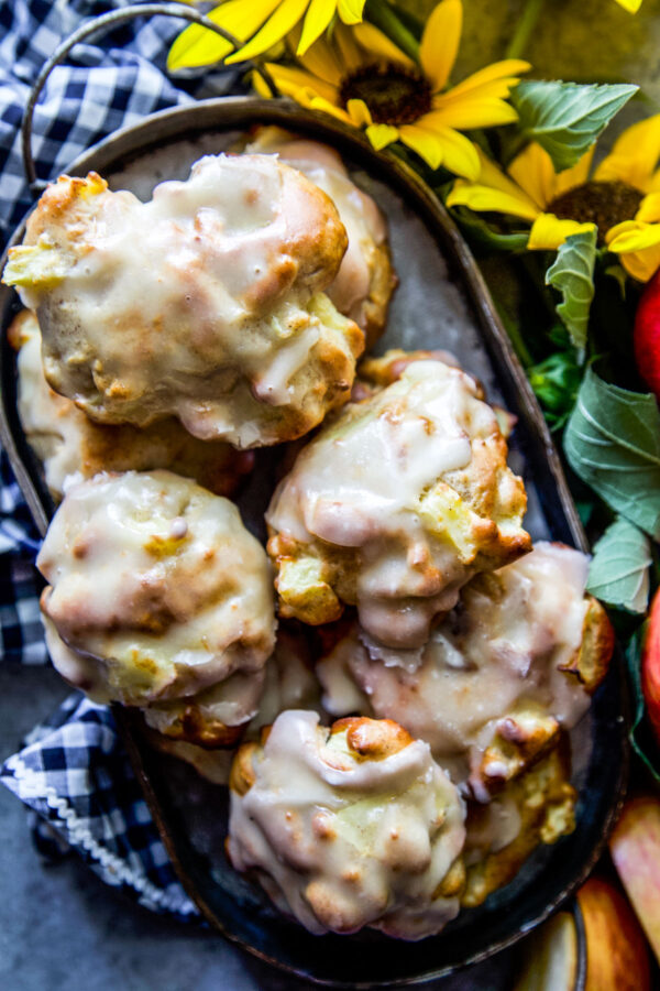 Air Fryer Apple Fritters with Vanilla Glaze