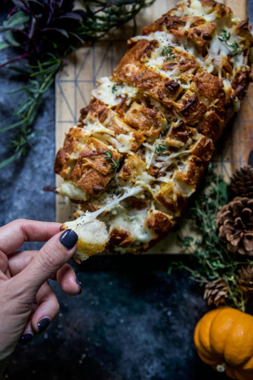 three cheese pumpkin pull apart bread