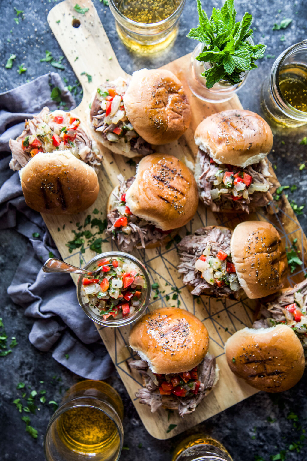 Slow Cooker Shredded Lamb Sliders with Pepper Relish