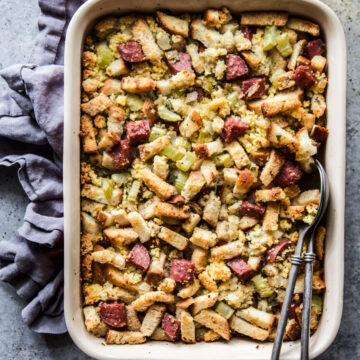 Easy Cornbread Stuffing with Salami